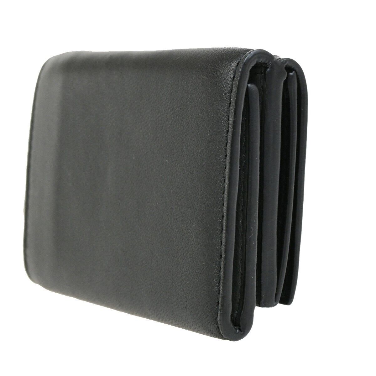 BOTTEGA VENETA INTRECCIATO Trifold Wallet Purse Leather Black Italy 31FB313