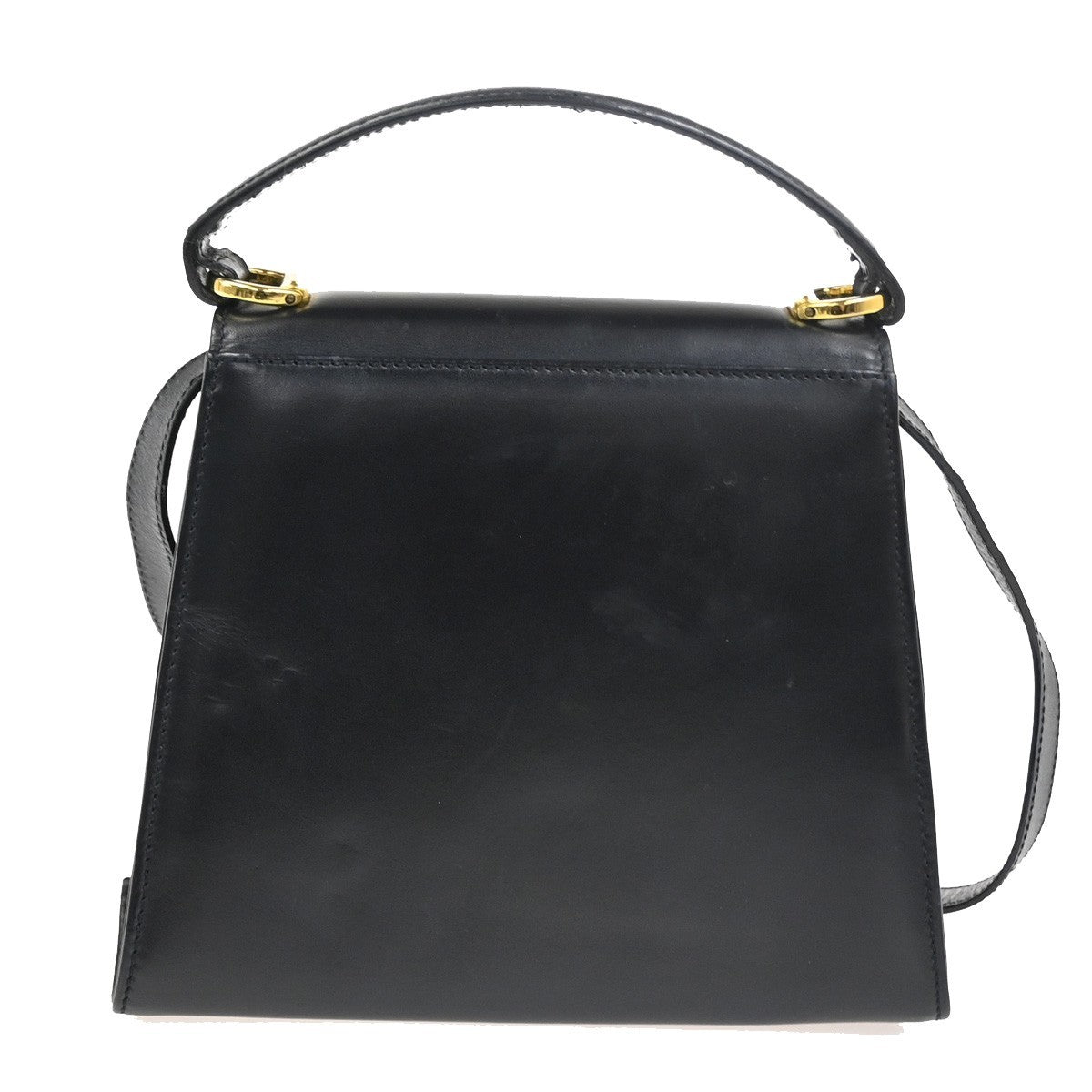 SALVATORE FERRAGAMO Logo 2Way Mini Shoulder Hand Bag Leather Navy Blue 62YJ092