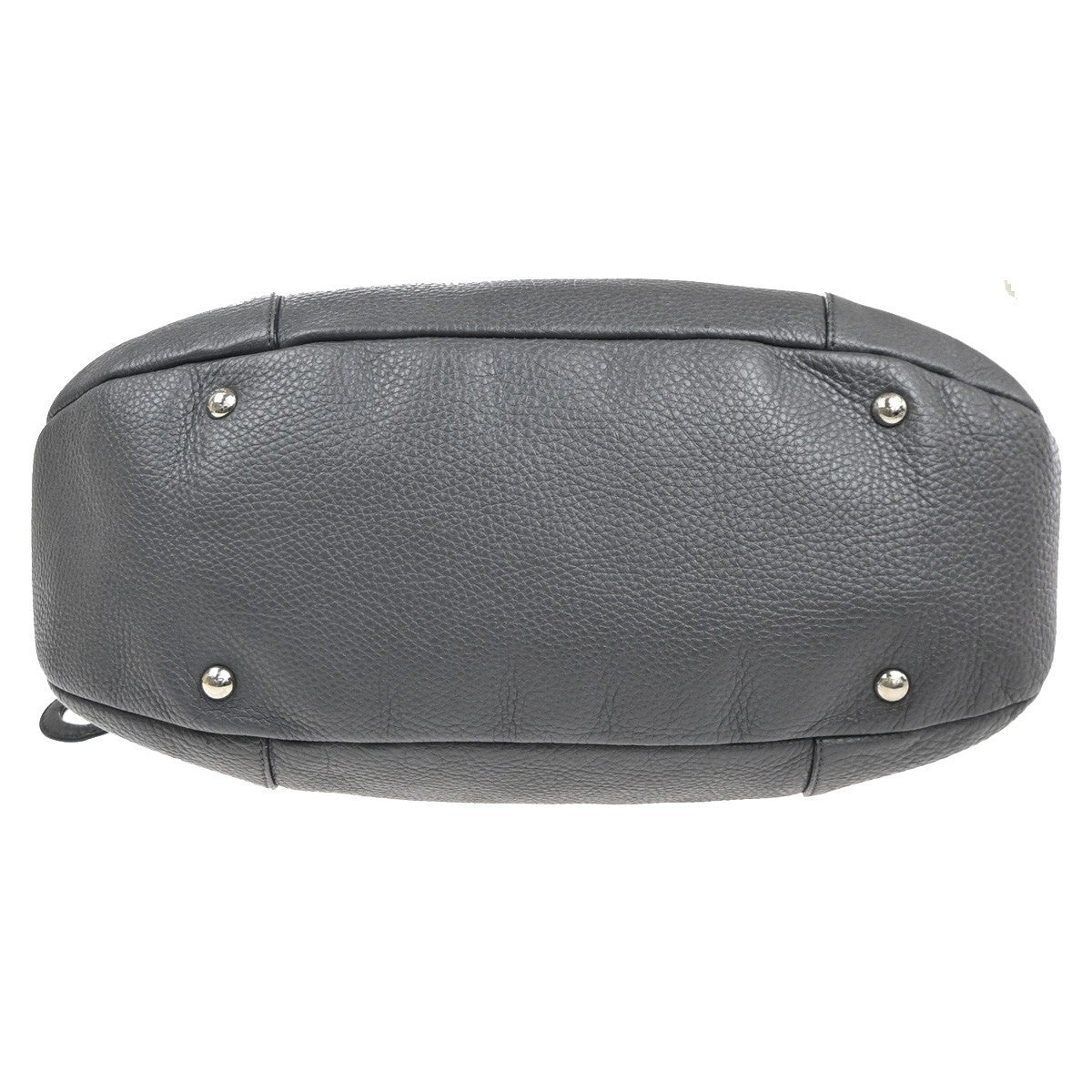 SALVATORE FERRAGAMO Logo Gancini Shoulder Hand Bag Leather Gray Italy 67KD031