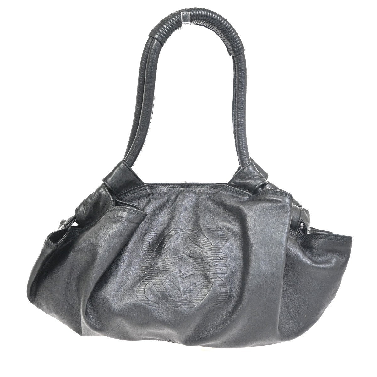 LOEWE ANAGRAM Logo Aire Handbag Nappa Leather Black SHW Spain 70RL939