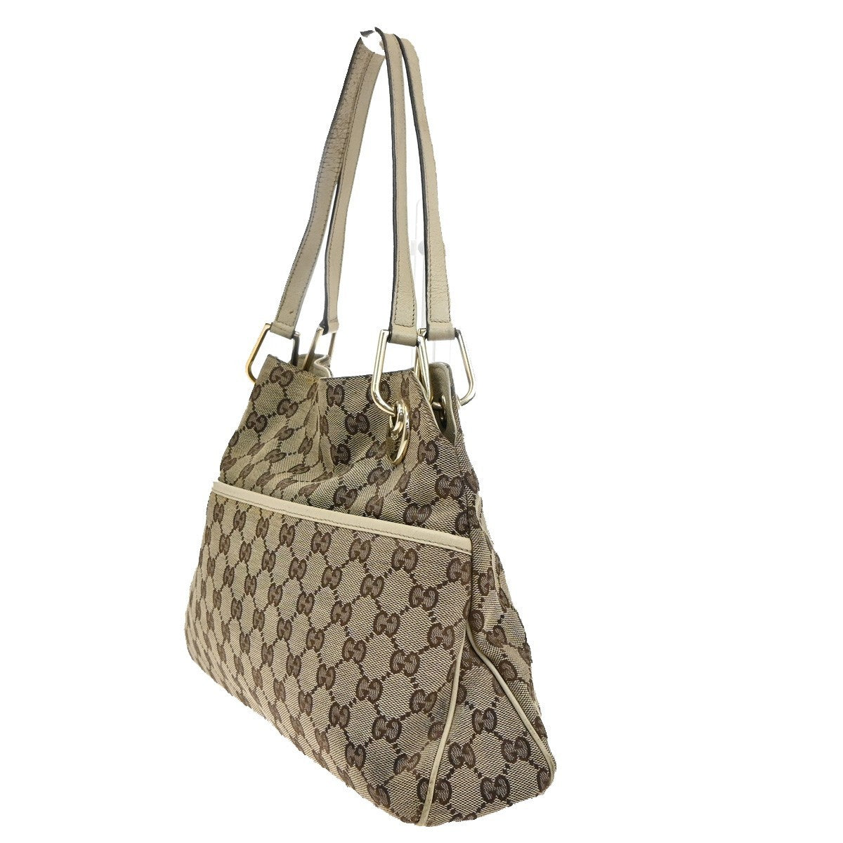 GUCCI GG Pattern Shoulder Tote Bag Canvas Leather Brown GHW Italy 61YH810