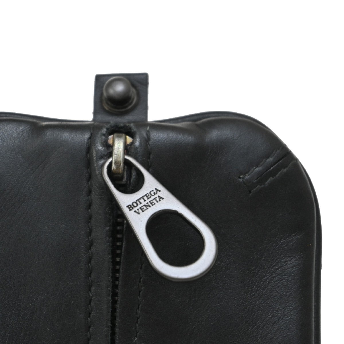 BOTTEGA VENETA Intrecciato Chain Coin Case Wallet Leather Black Italy 65EE897