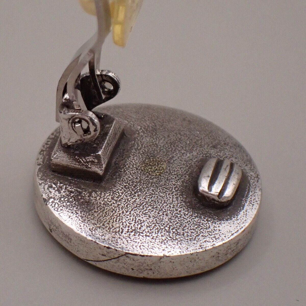 CHANEL Logo Round Button Earrings 99P Clip-On Silver Vintage Accessory 31RJ797