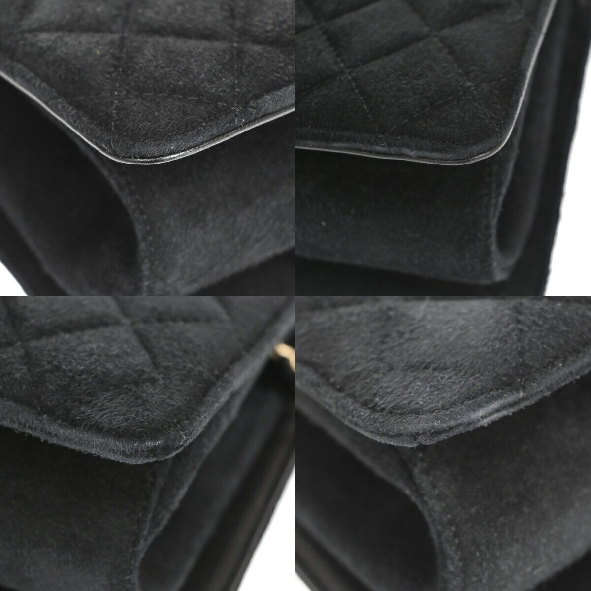 CHANEL CC Logo Matelasse Chain Shoulder Bag Suede BK Rhinestone Pearl 770RJ051