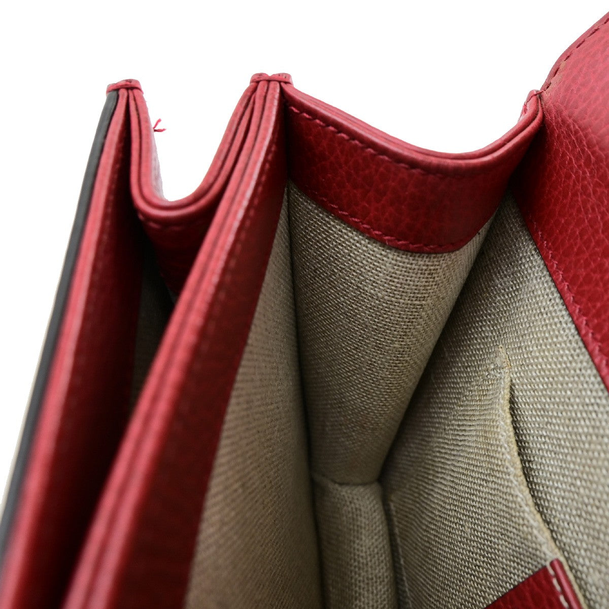 GUCCI Logo Interlocking G Chain Mini Shoulder Bag Leather Red GHW Italy 14YH072