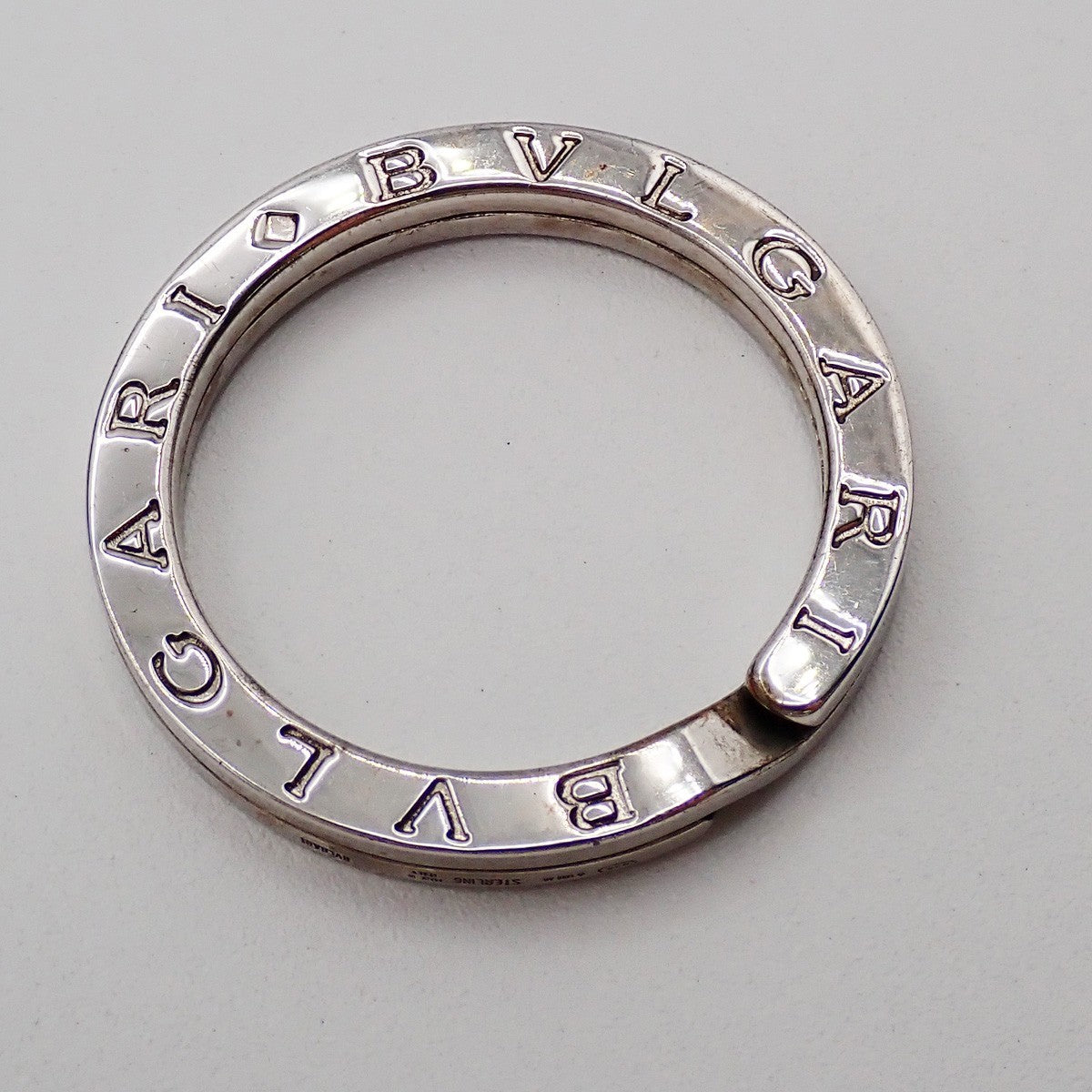 BVLGARI Logo Key Ring Silver Ag 925 Accessory Italy 02EG277