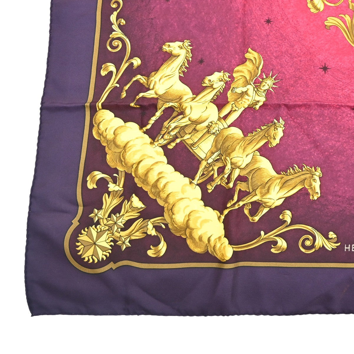 HERMES XL Carre Scarf Cosmos Philippe Ledoux 100% Silk Pink Purple 62RL906