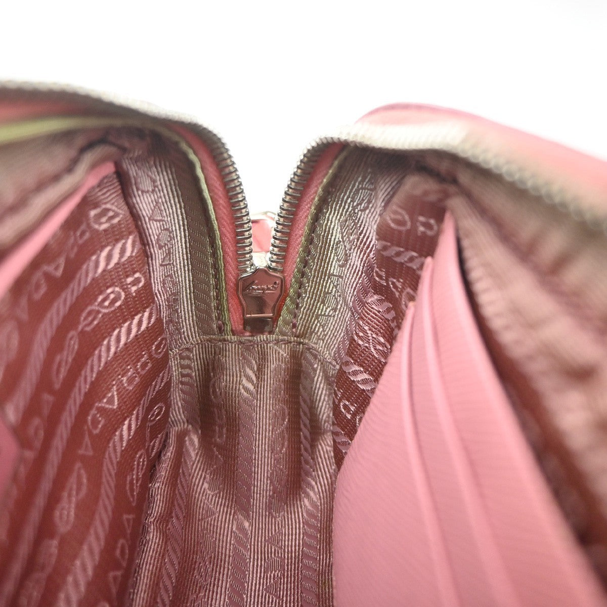 PRADA Logo Saffiano Fiocco Bow Min Shoulder Bag Leather Pink SHW Italy 74YH967