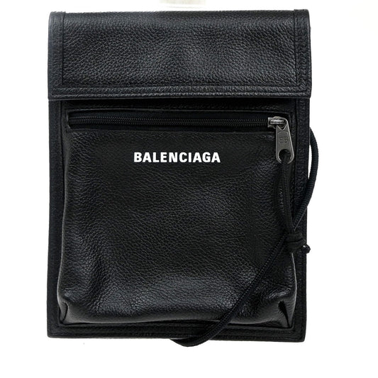 BALENCIAGA Logo Explorer Pouch Mini Shoulder Bag Leather Black SHW Italy 82RF930