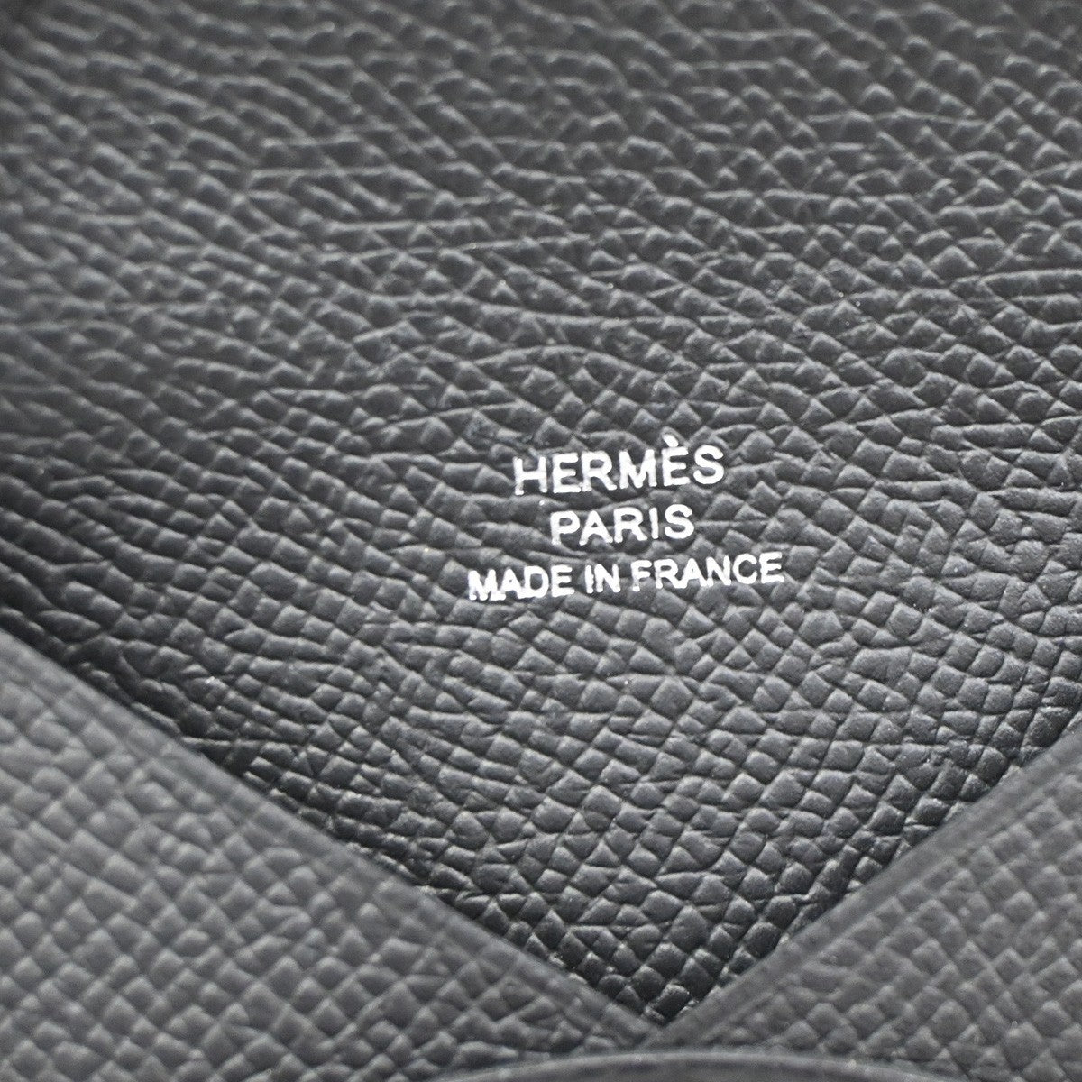 HERMES Logo Calvi Card Case Epsom Leather Black SHW France 72LC614