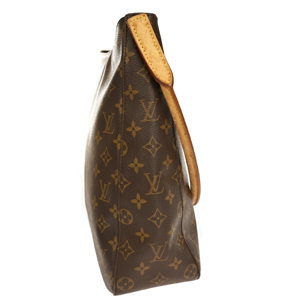 LOUIS VUITTON Logo Looping GM Shoulder Bag Monogram Leather Brown M51145 15GA174
