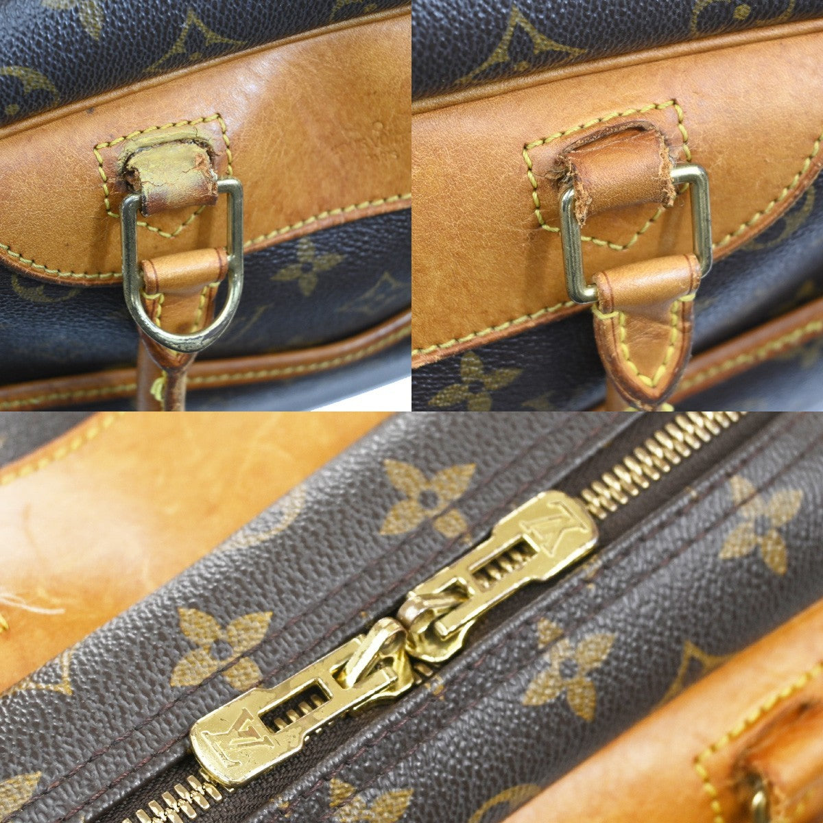 LOUIS VUITTON LV Logo Deauville Hand Bag Monogram Leather Brown M47270 68DA006
