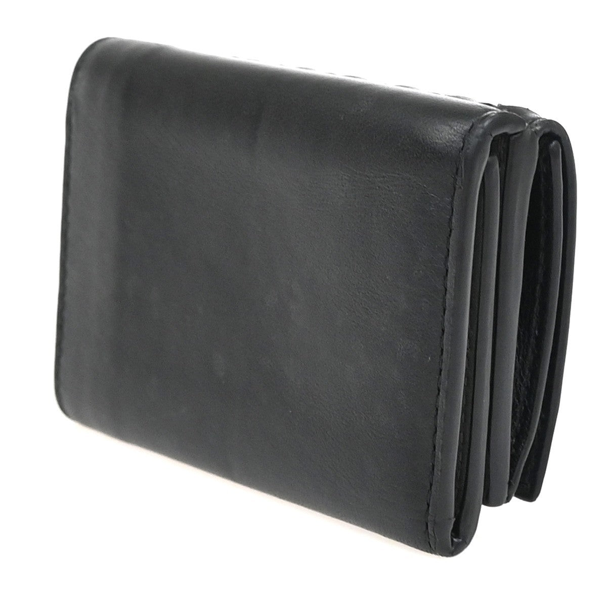 BOTTEGA VENETA INTRECCIATO Trifold Compact Wallet Leather Black Italy 67EG205