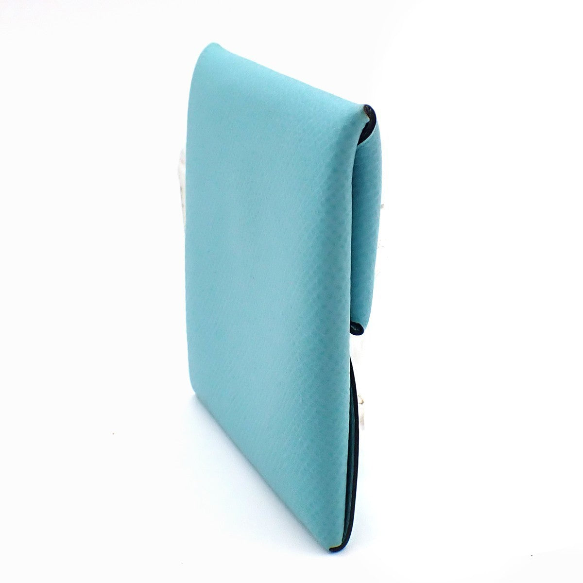 HERMES Logo Bastia Wallet Purse Coin Case Epson Leather Blue 38RL543