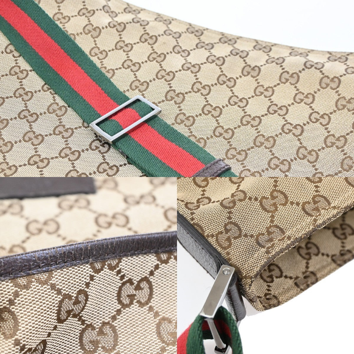 GUCCI GG Pattern Sherry Shoulder Hand Bag Cavans Leather Beige SHW Italy 34DA164