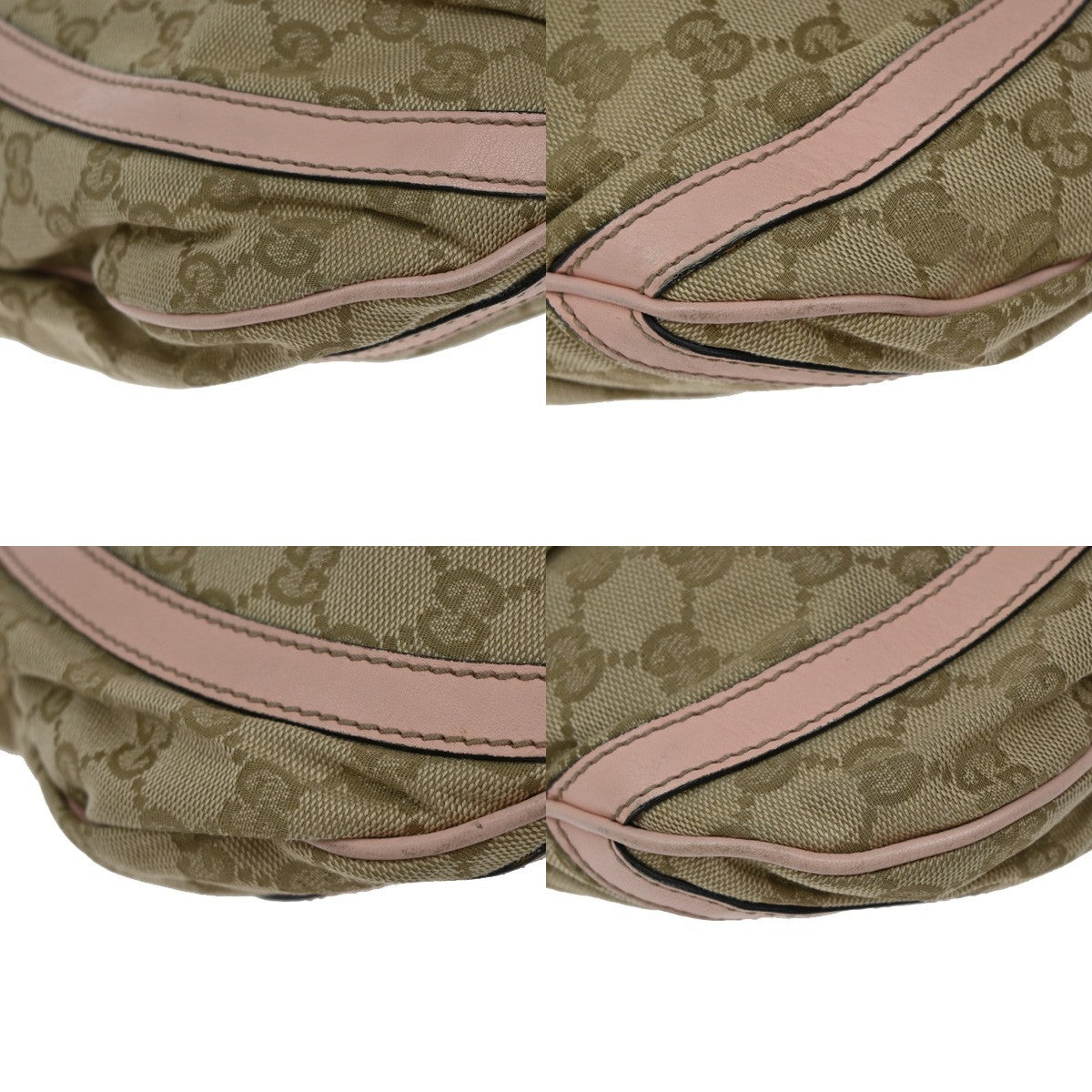 GUCCI Logo Abbey GG Pattern Shoulder Bag Canvas Leather Brown Pink GHW 86KP249
