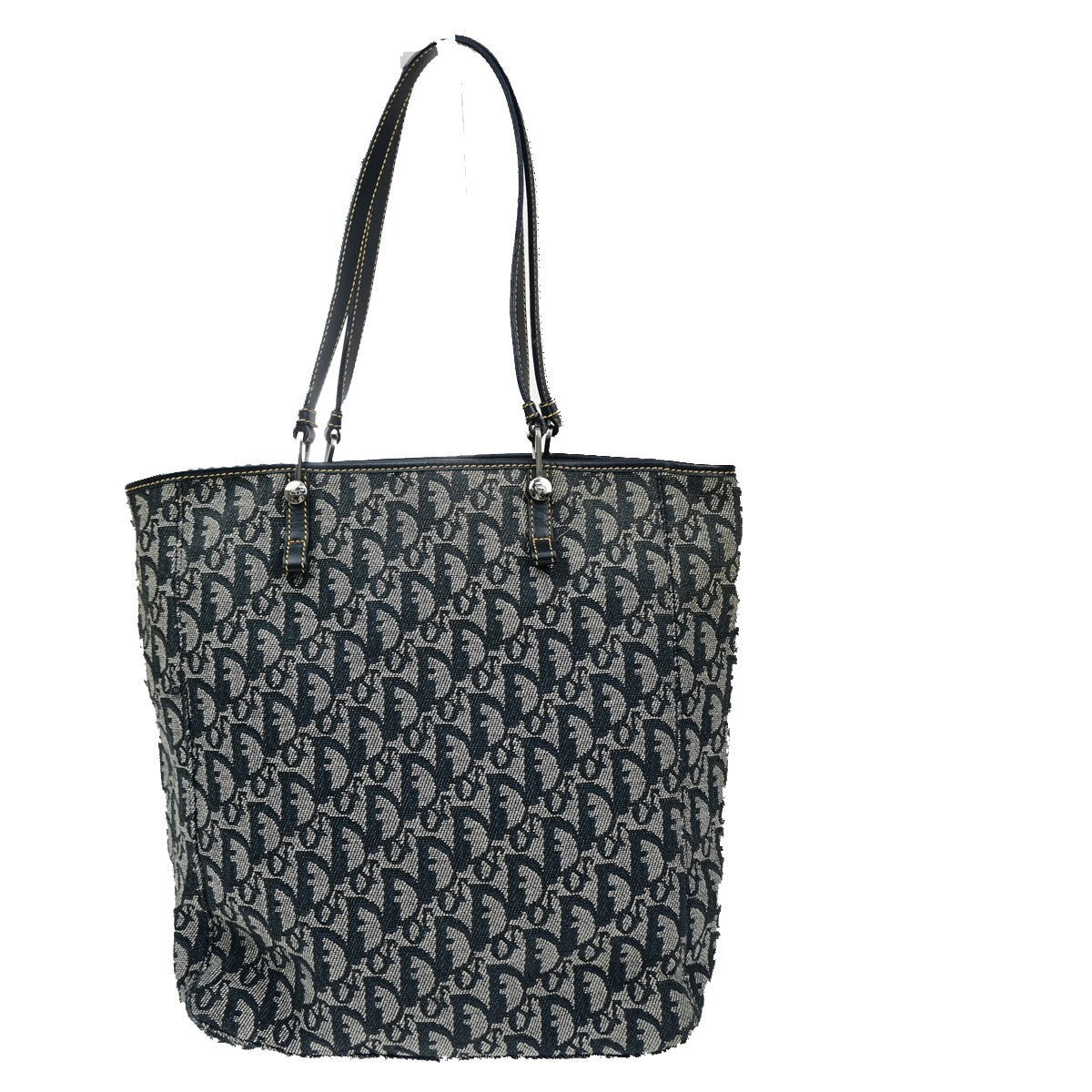 CHRISTIAN DIOR Trotter Pattern Shoulder Tote Bag Canvas Leather BE Italy 76MA704