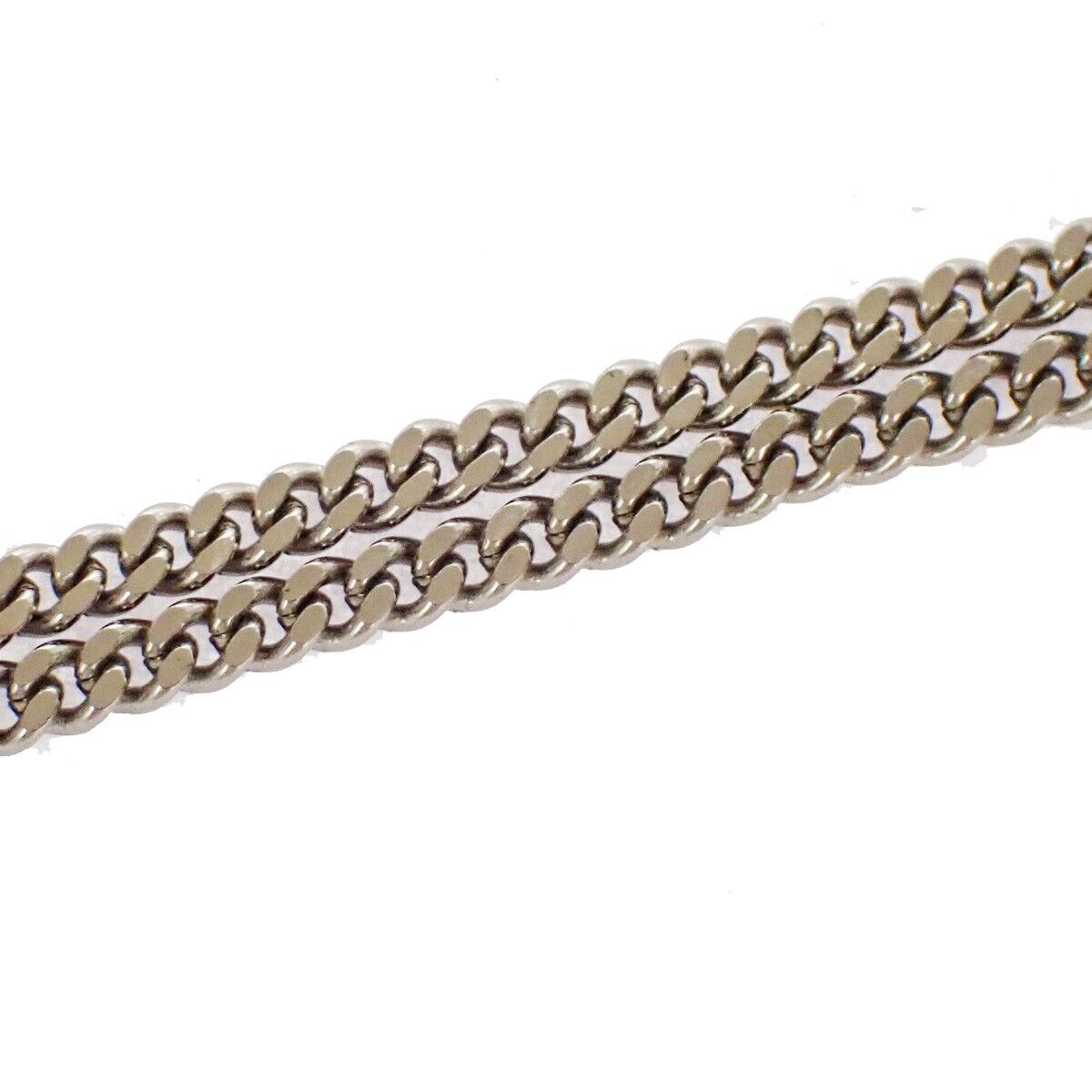 CHANEL CC Logo Chain Necklace Ball Pendant Plastic Silver Accessory 30GA772