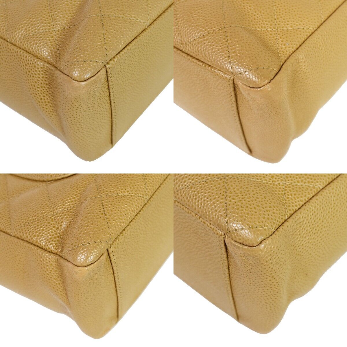 CHANEL CC Matelasse PST Chain Shoulder Bag Caviar Leather Beige GHW 320RH754