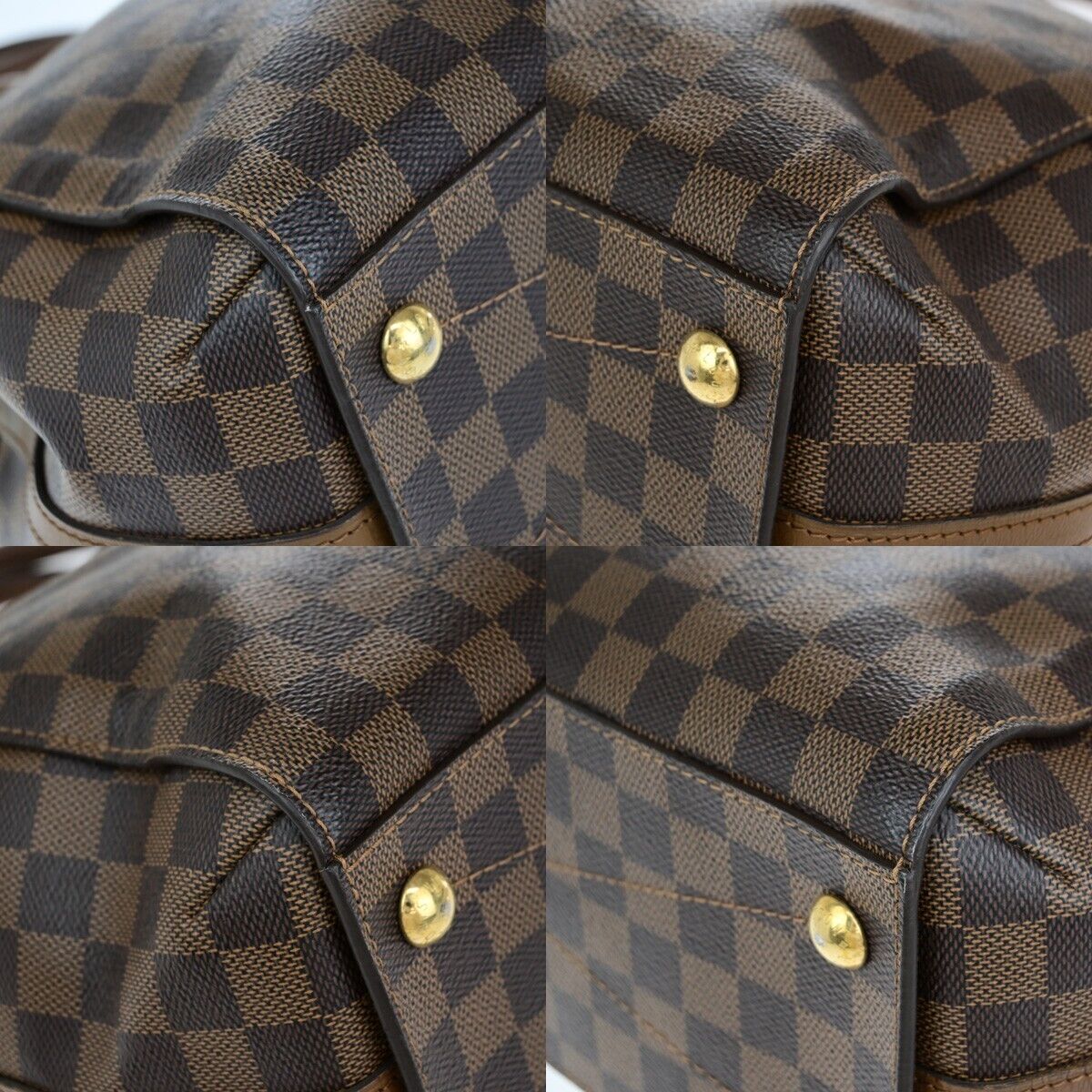 LOUIS VUITLOUIS LV Logo Greenwich Hand Bag Damier Leather Brown N41337 79ED031
