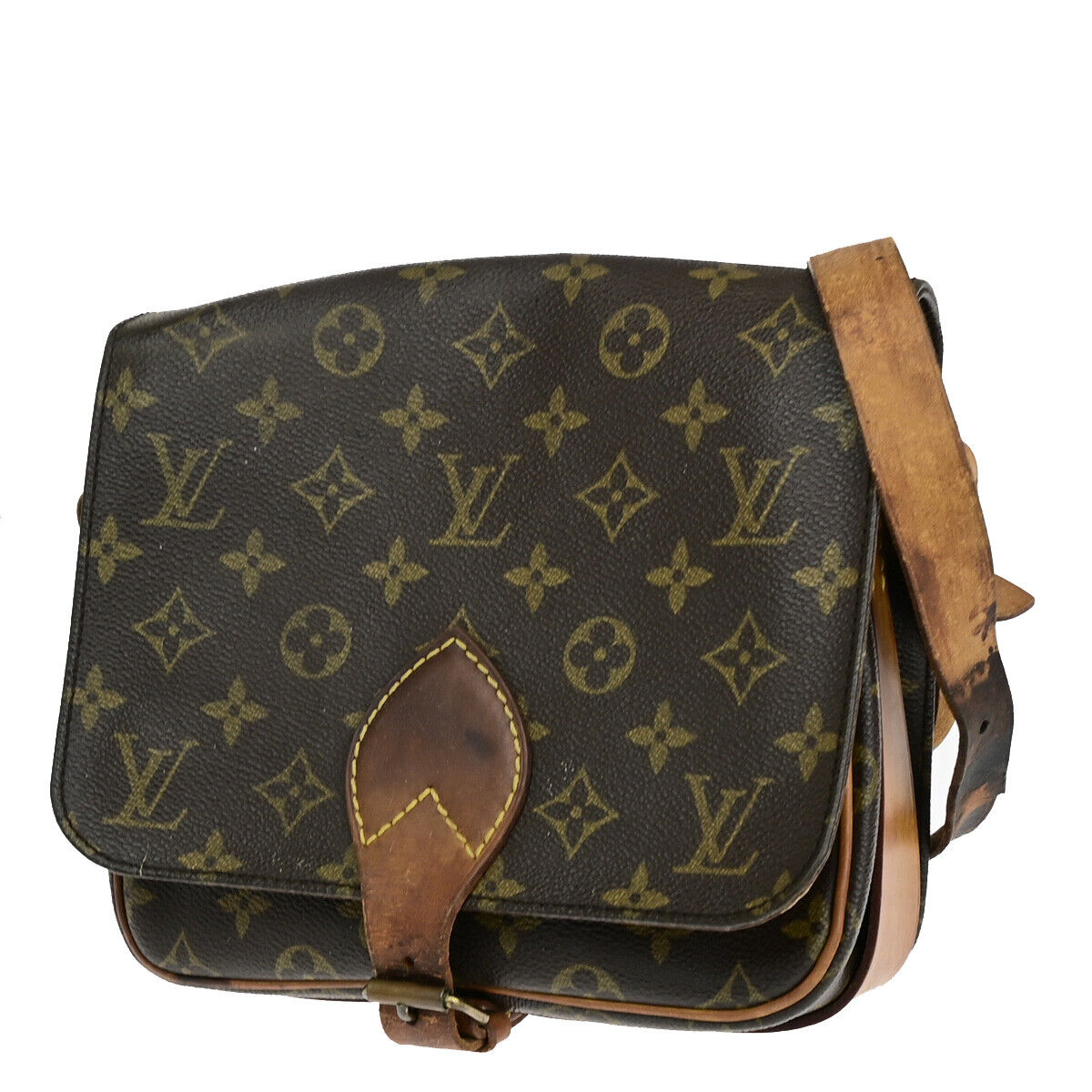 LOUIS VUITTON Cartouchiere MM Shoulder Bag Monogram Leather Brown M51253 68YF331