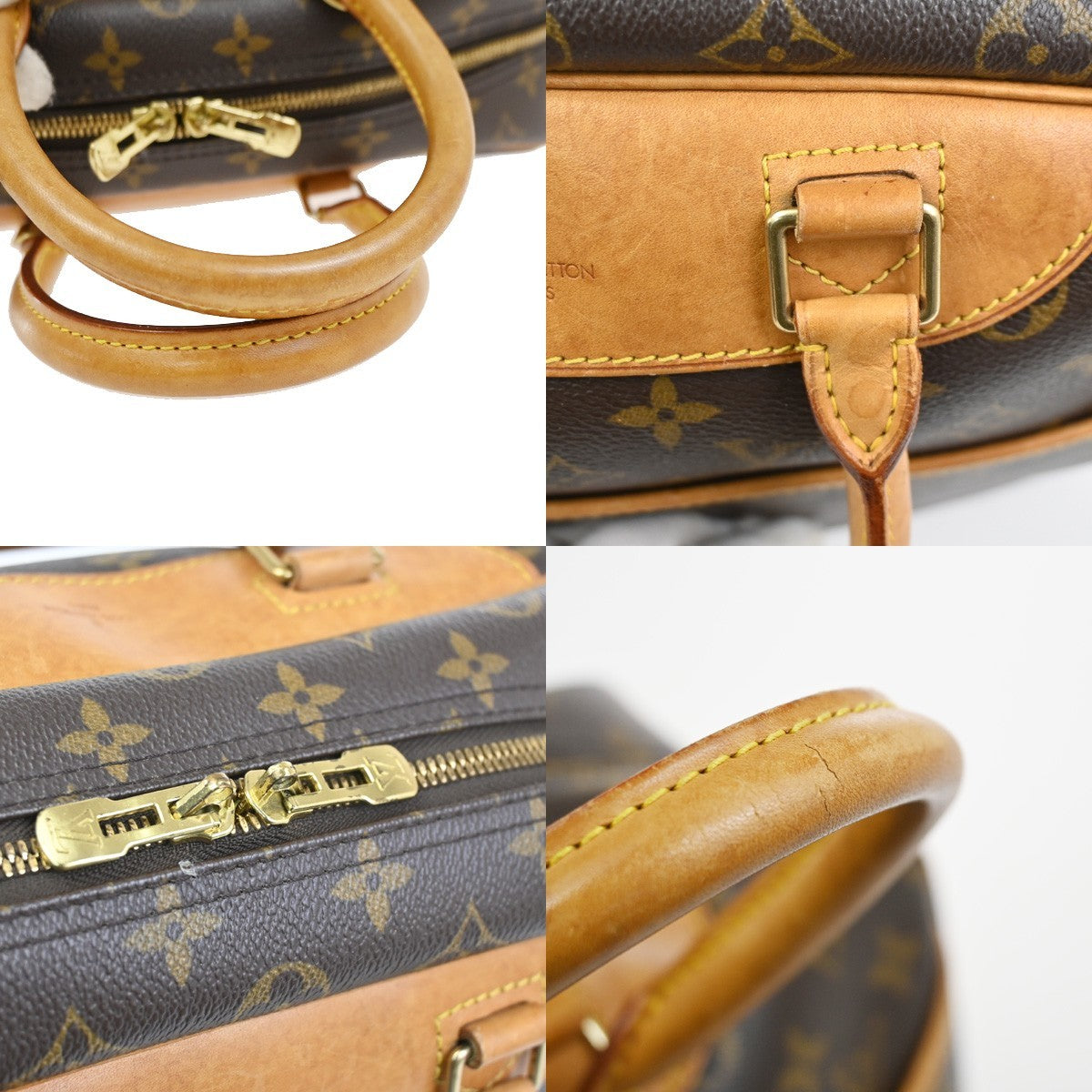 LOUIS VUITTON LV Logo Deauville Hand Bag Monogram Leather Brown M47270 70YH891