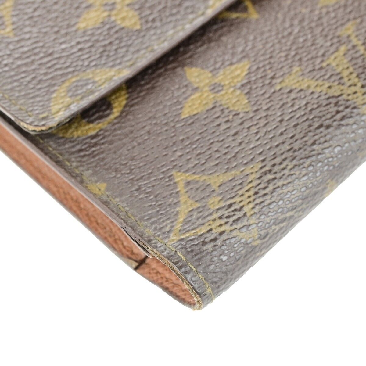 LOUIS VUITTON 3 Set Trifold Bifold Wallet Purse Monogram Leather Brown 44YG711