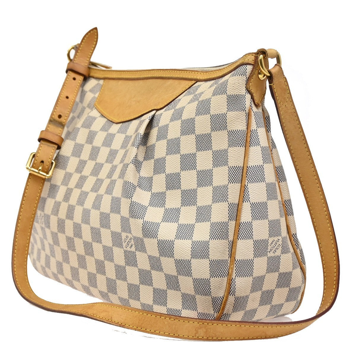LOUIS VUITTON Siracusa MM Shoulder Bag Damier Azur Leather White N41112 77DA086
