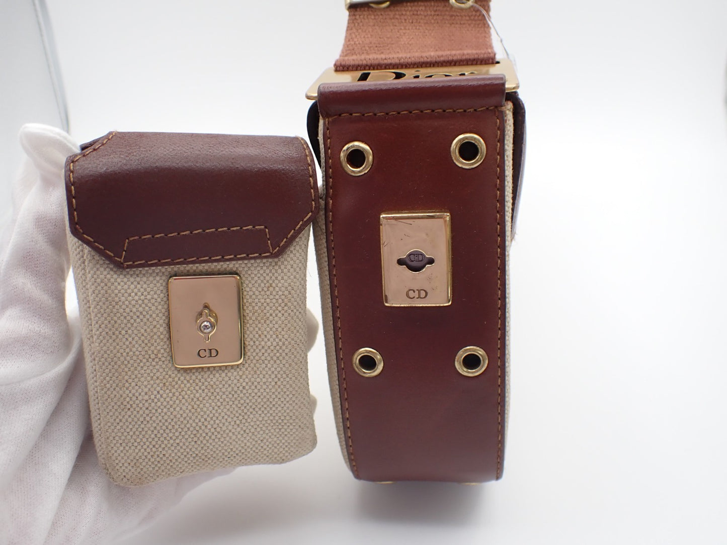 CHRISTIAN DIOR Columbus Flap Shoulder Bag Canvas Leather Beige GHW Italy 51RL926