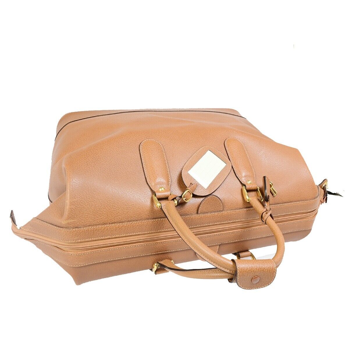 GUCCI Logo Camel Travel Hand Bag Leather Brown GWH Made In Italy 33FA974