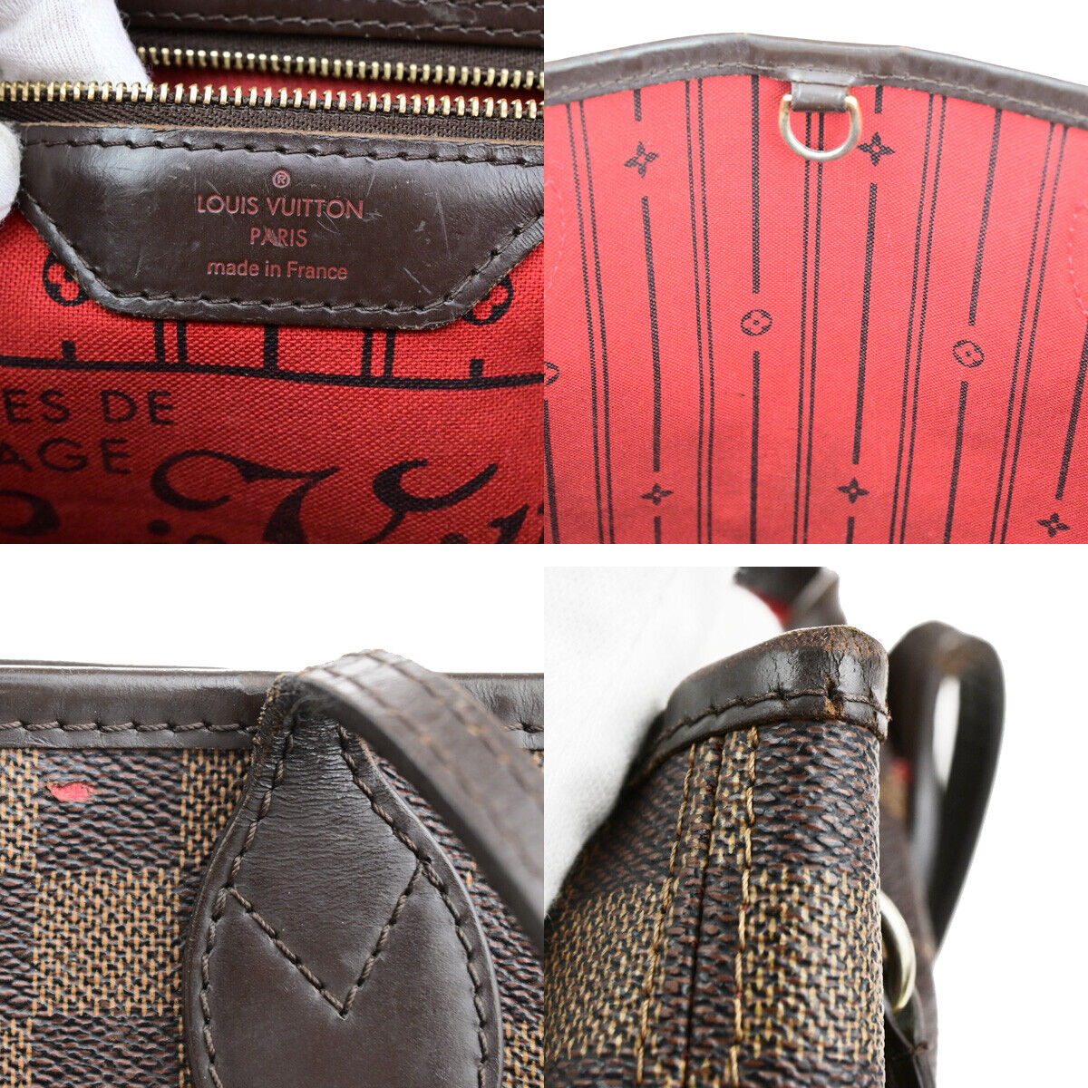 LOUIS VUITTON Neverfull PM Shoulder Tote Bag Damier Leather Brown N51109 79SJ514