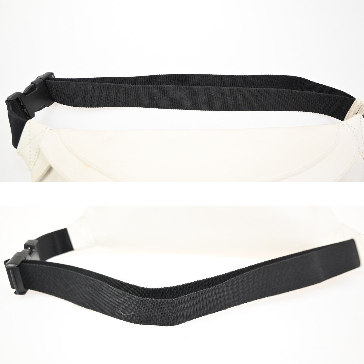 BALENCIAGA Logo Everyday Belt Body Bag Leather White Black SHW Italy 87KC637