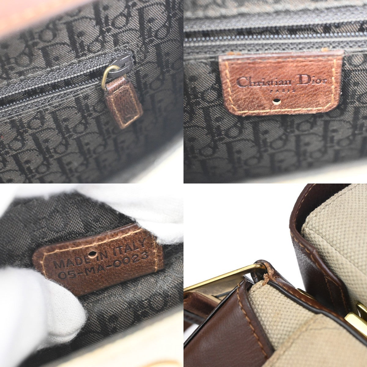 CHRISTIAN DIOR Columbus Flap Shoulder Bag Canvas Leather Beige GHW Italy 51RL926