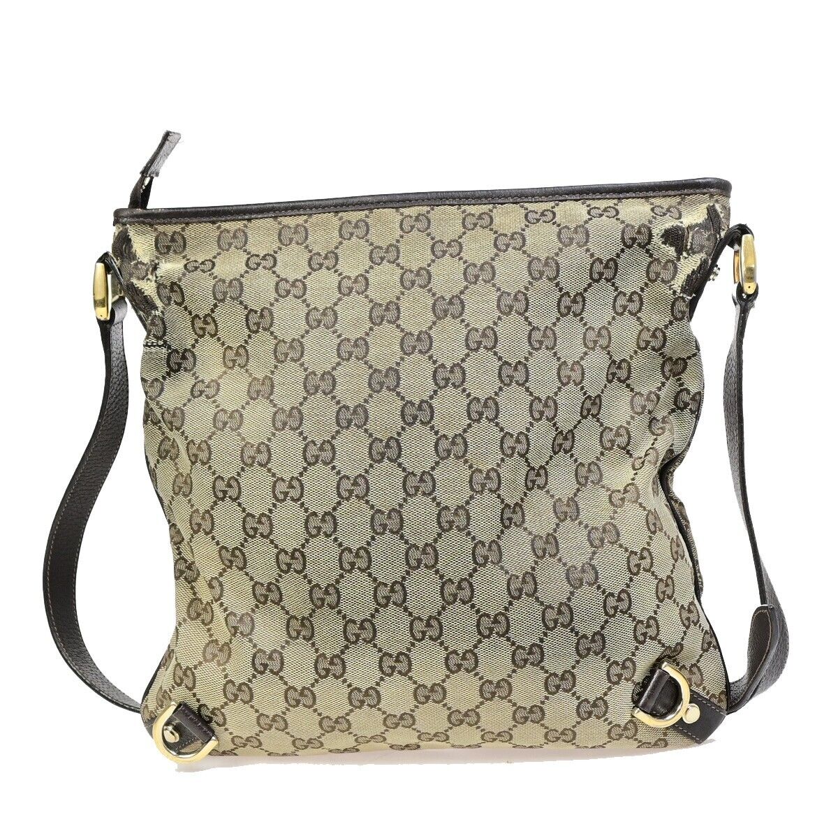 GUCCI Logo Abbey GG Pattern Crossbody Shoulder Bag Canvas Leather Brown 05EB591