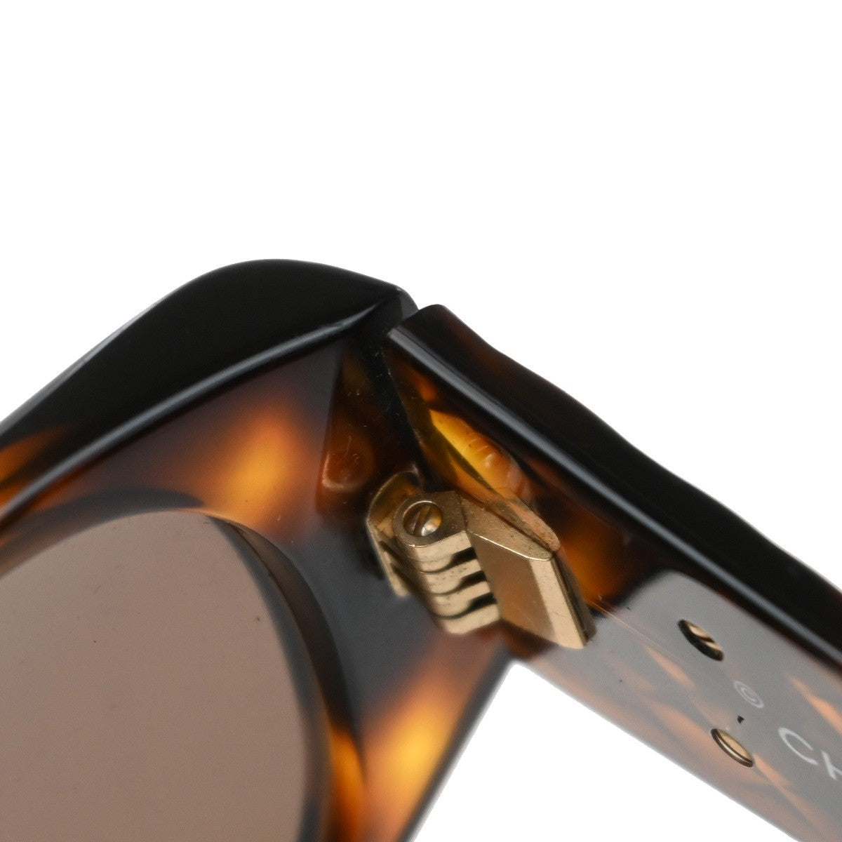 CHANEL CC Matelasse Sunglasses Eye Wear Plastic Brown GHW 01450 Italy 60RF649
