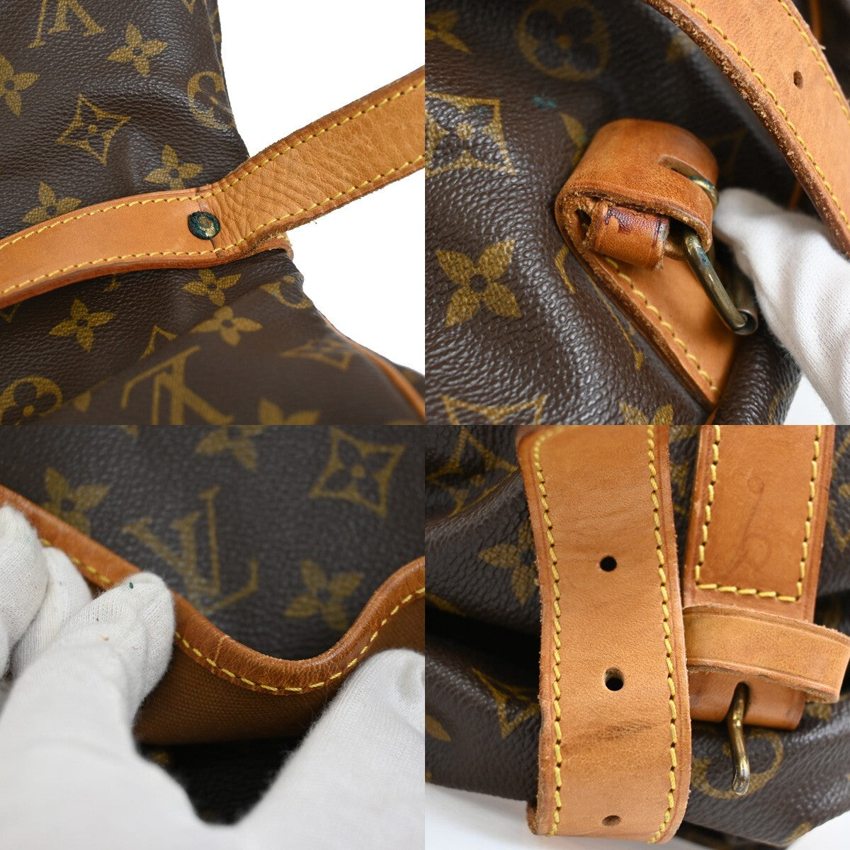 LOUIS VUITTON Logo Saumur 43 Shoulder Bag Monogram Leather Brown M42252 85FB601