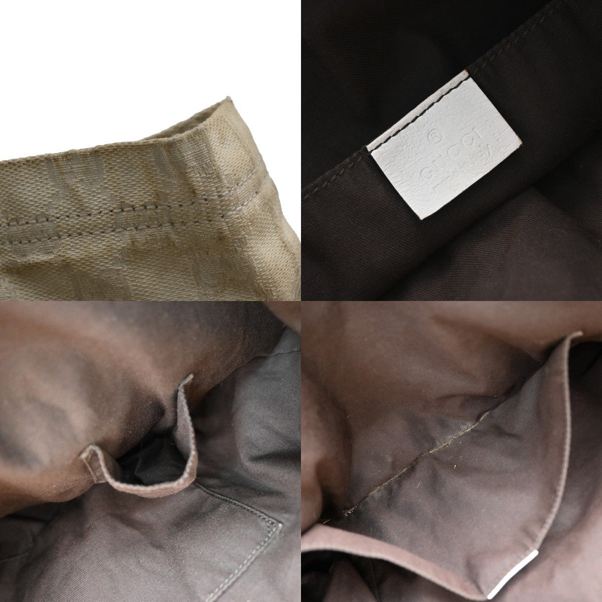 22.Live GUCCI Logo GG Pattern Shoulder Bag Canvas Leather Beige Italy 63EG210
