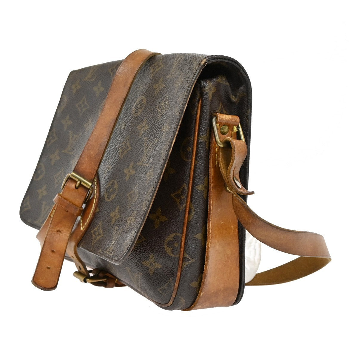 LOUIS VUITTON Cartouchiere GM Shoulder Bag Monogram Leather Brown M51252 64KB581