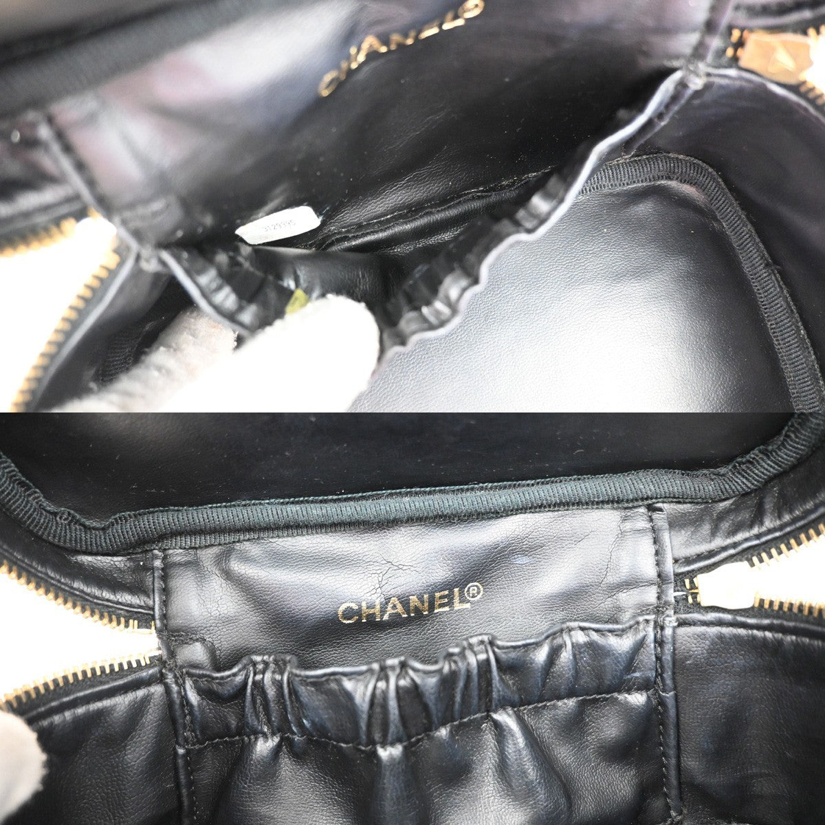 CHANEL CC Logo Vanity Hand Bag Grained Calfskin Leather Black GHW VTG 18RQ016