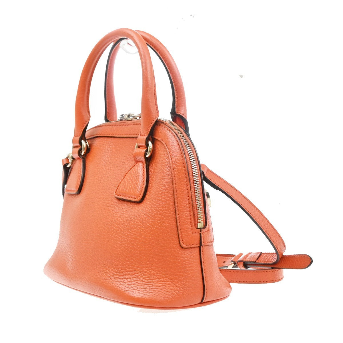GUCCI Interlocking G 2Way Shoulder Hand Bag Leather Orange GHW Italy 87YJ199