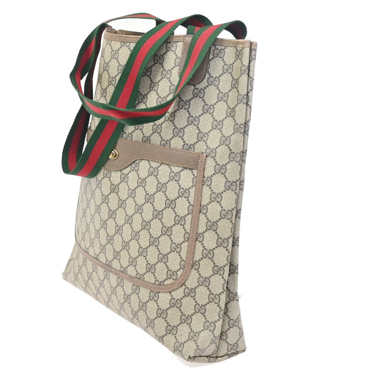 GUCCI Logo Sherry GG Pattern Shoulder Bag PVC Leather Brown Italy 61ZA326