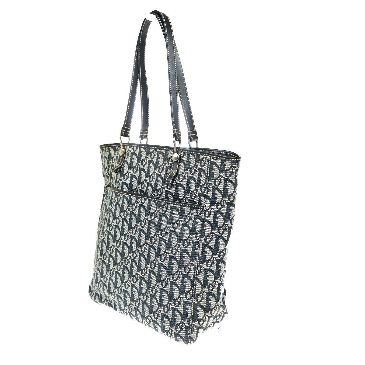 CHRISTIAN DIOR Trotter Pattern Shoulder Tote Bag Canvas Leather BE Italy 76MA704