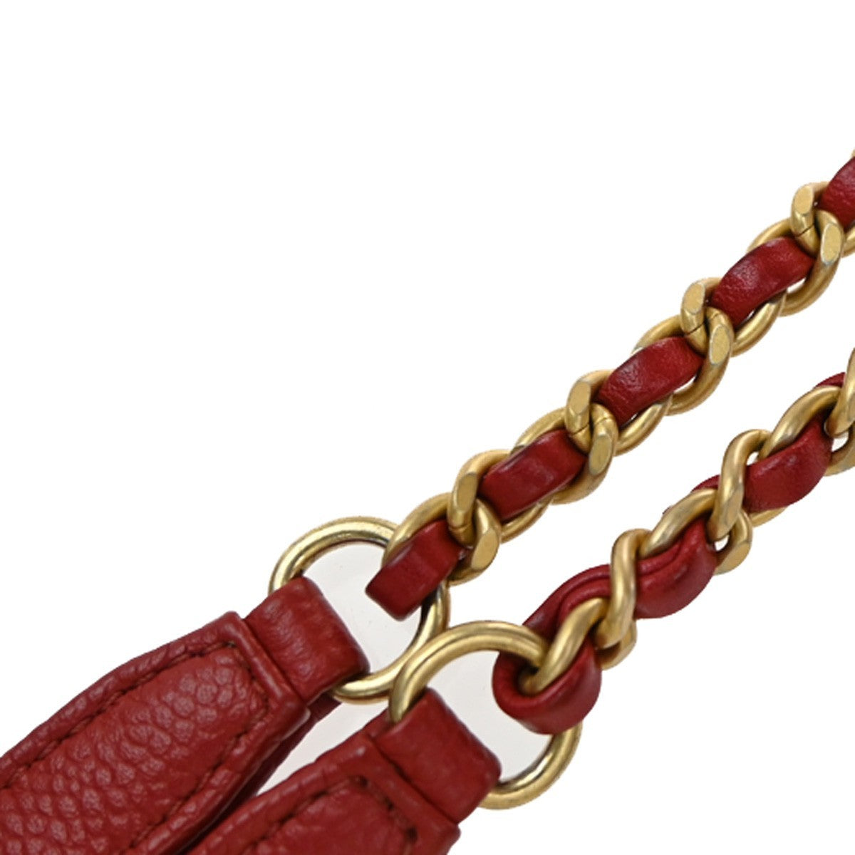 CHANEL CC 2Way Matelasse Chain Shoulder Hand Bag Calfskin Leather Red 369RP075