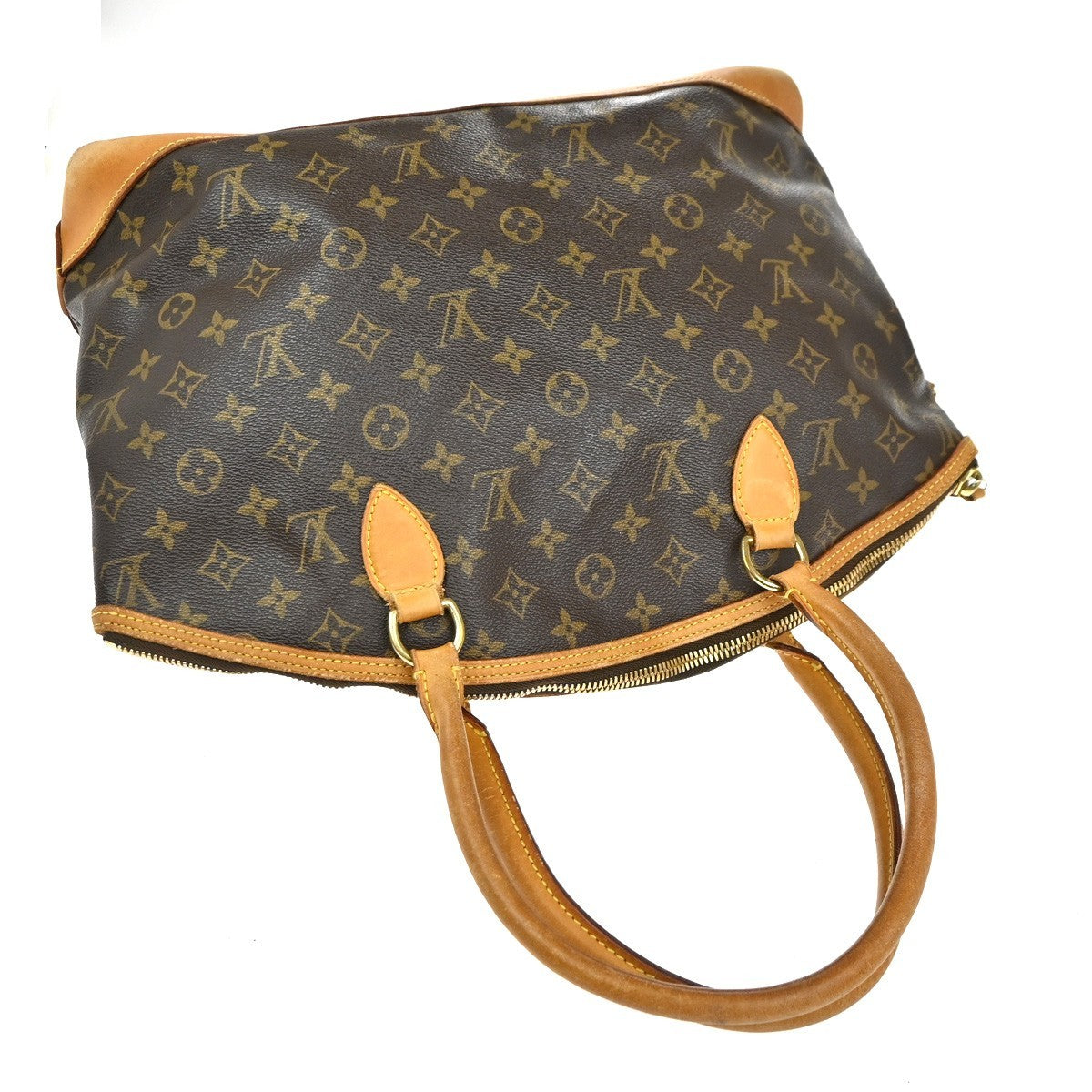 LOUIS VUITTON Logo Lockit Shoulder Bag Monogram Leather Brown M40104 33TA499