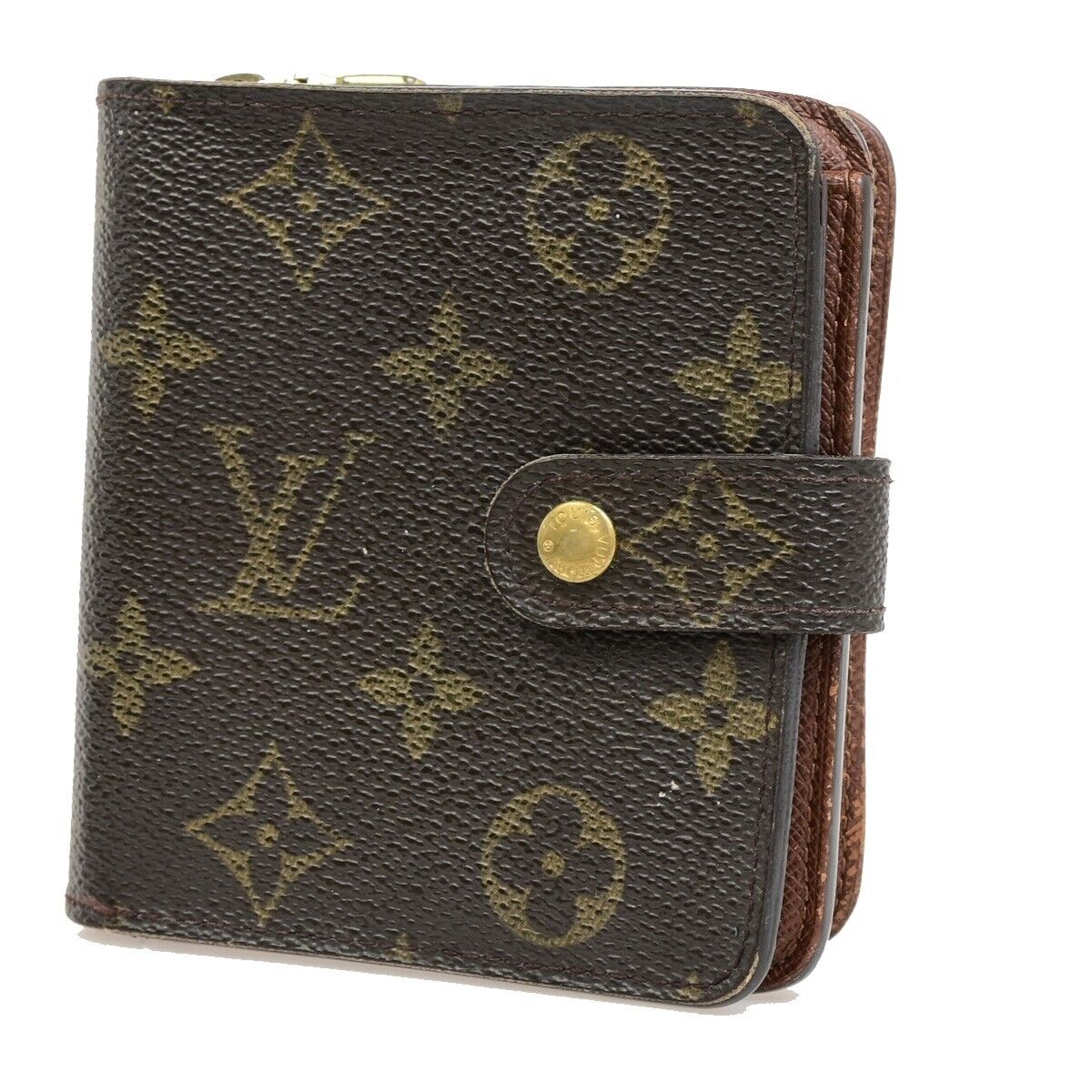 LOUIS VUITTON Compact Zip Bifold Wallet Monogram Leather Brown M61667 02ED910