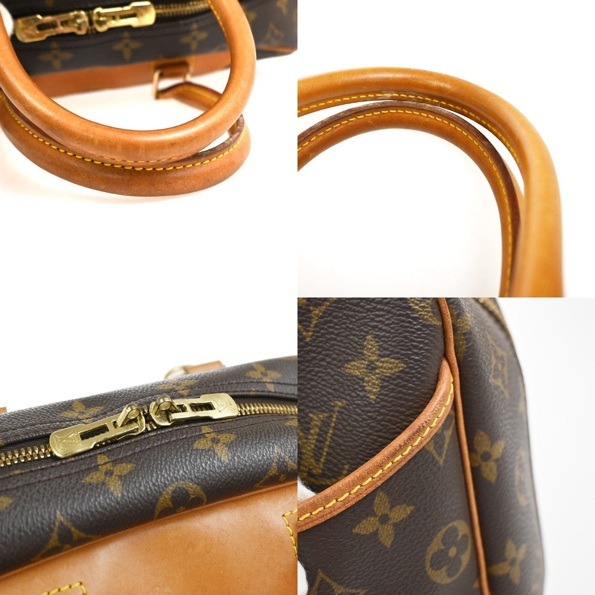 LOUIS VUITTON LV Logo Deauville Hand Bag Monogram Leather Brown M47270 72YJ050
