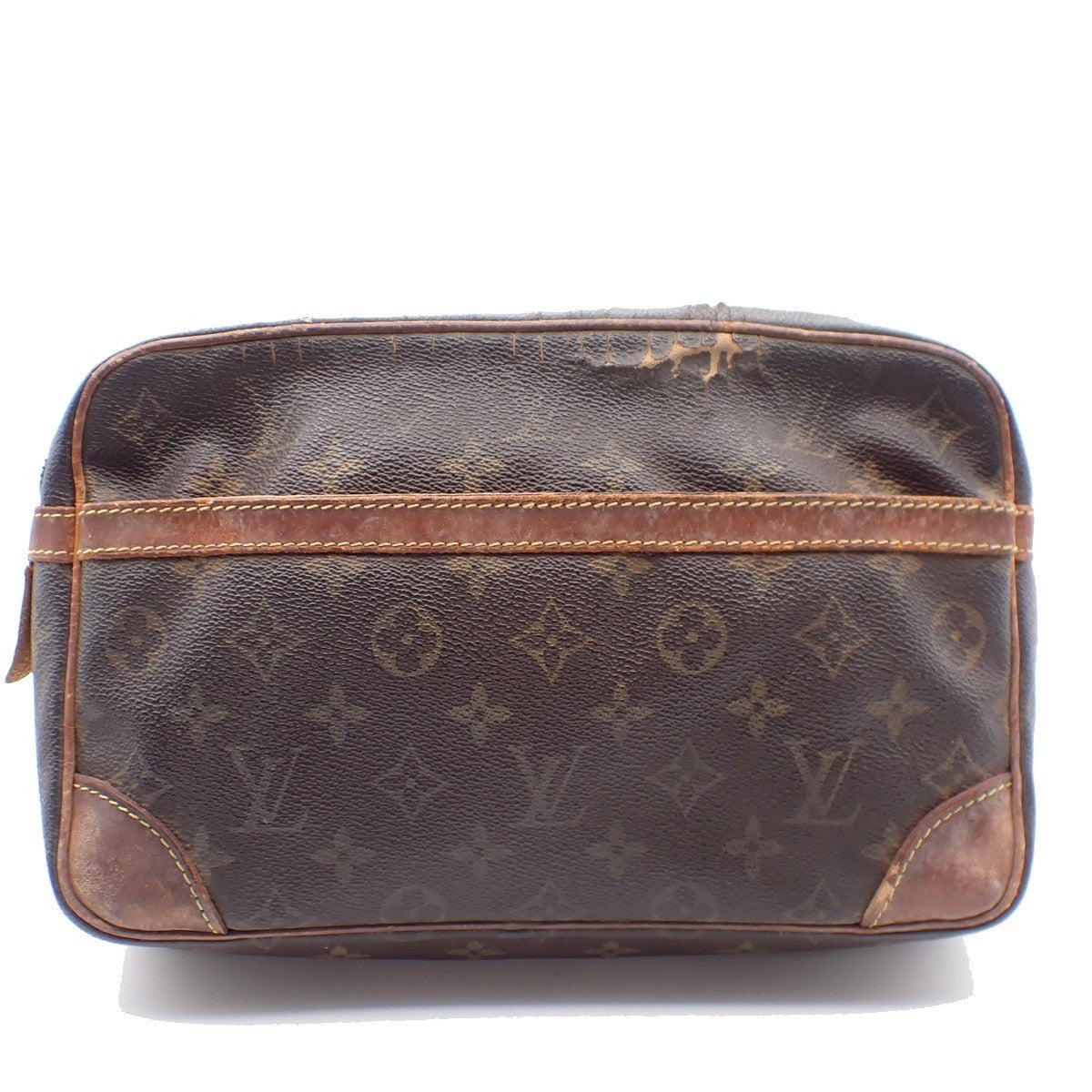 LOUIS VUITTON Compiegne 28 Clutch Hand Bag Monogram Leather Brown M51845 08KC322