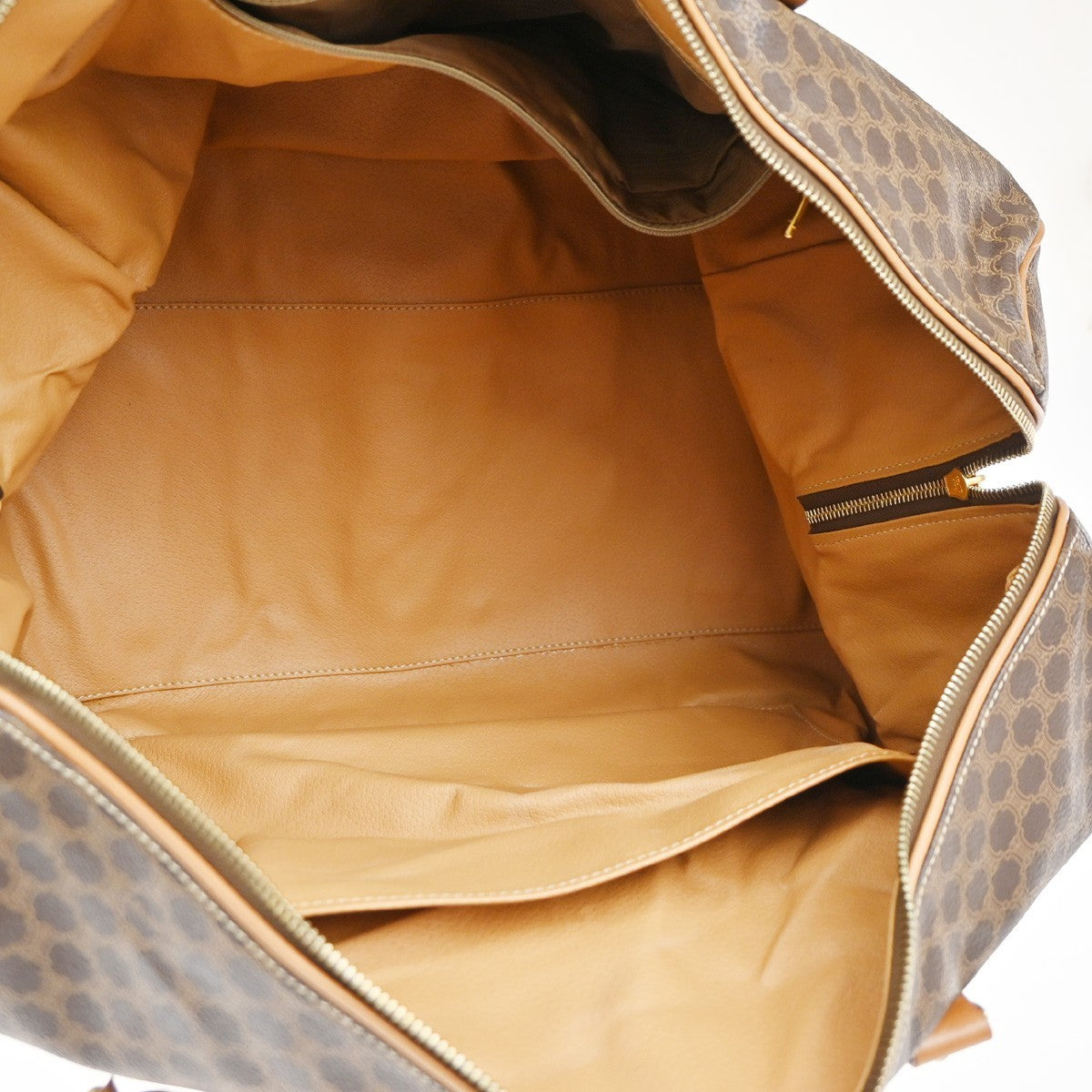 CELINE Logo Macadam Pattern Boston Hand Bag PVC Leather Brown GHW 30CA937
