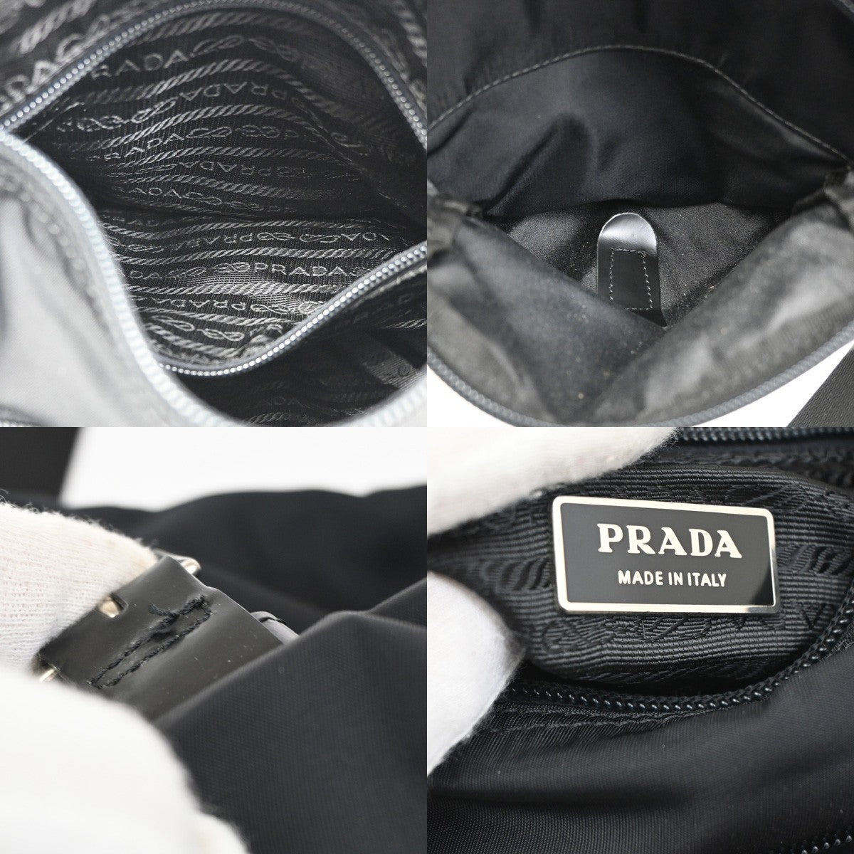 PRADA MILANO Logo Tessuto Prada  Shoulder Bag Nylon Leather Black Italy 35KB622