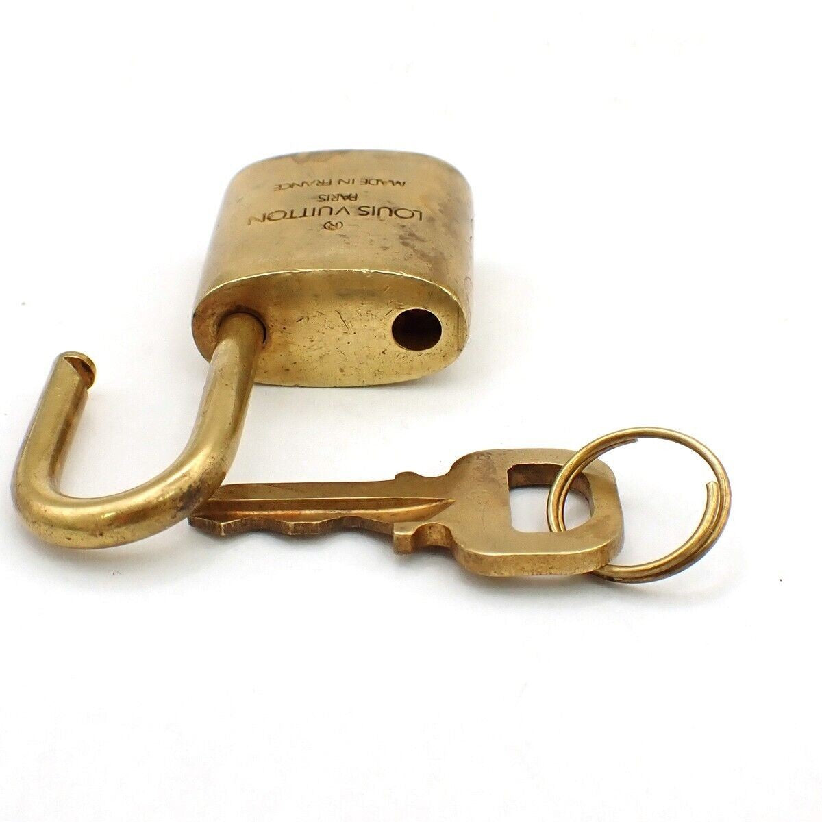 LOUIS VUITTON LV 10 Set  Padlock Key Bag Charm Cadena Gold Plated France 39YF799
